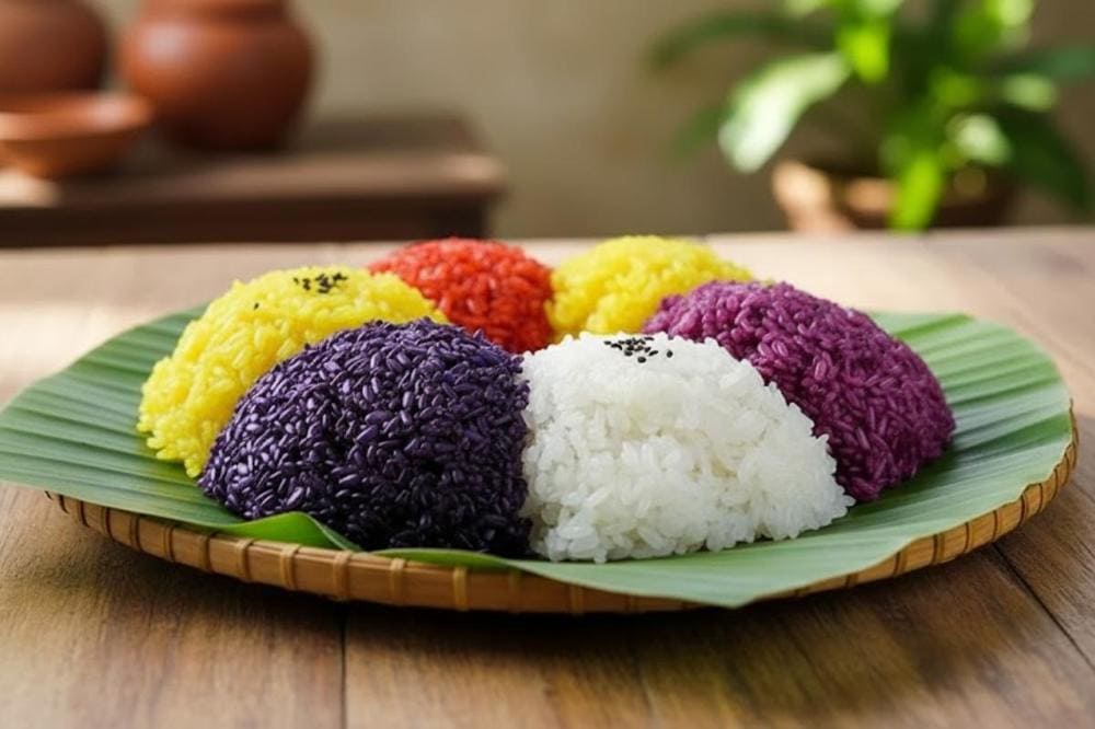 Xôi đăm đen - Đặc sản Bắc Kạn dẻo thơm và đầy màu sắc từ các loại cá cây.